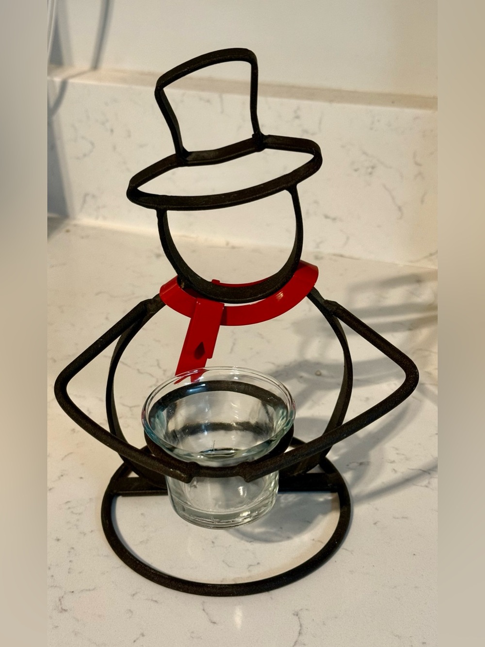 Vintage Yankee Candle Wrought Iron Snowman Candle Holder